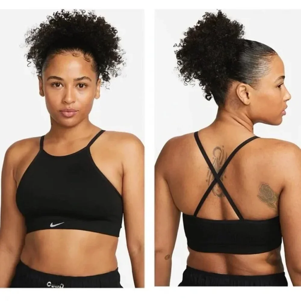 Nike Black Indy Seamless Ribbed Light Support Non Padded Sports Bra